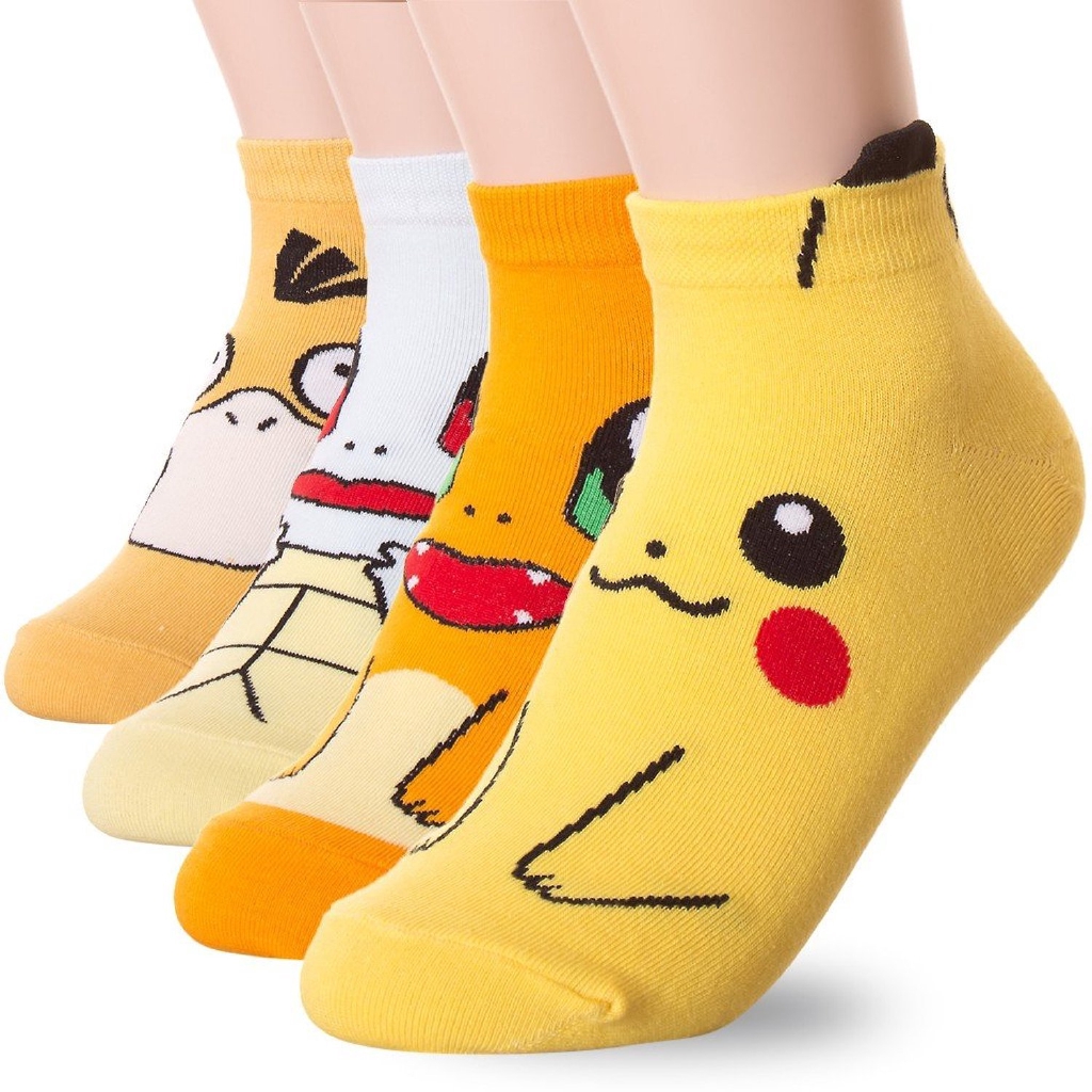 Pokémon🌸Vớ Cotton họa tiết hoạt hình Pikachu phong cách Hàn quốc cho cặp đôi