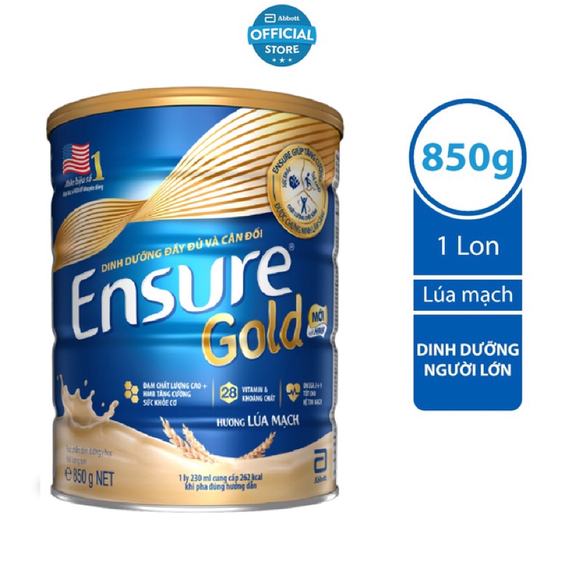 Sữ ensure gold Hương lúa mạch/ vani 850g