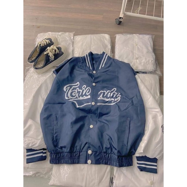 Áo khoác Bomber dù Jacket Ulzzang chữ Toricndy nam nữ form rộng