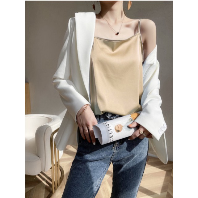 Áo Hai Dây Hai Mảnh Bằng Lụa Dáng Ngắn Thời Trang Dành Cho Nữ | BigBuy360 - bigbuy360.vn