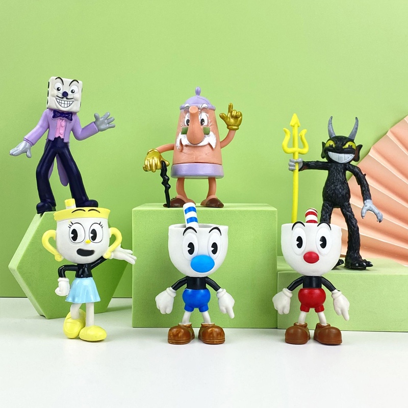 Set 6 Mô Hình Nhân Vật Mugman Mark Cup King Dice Ollie Duke Jasper Bowlboy Trong The Cuphead Showhead Bằng PVC