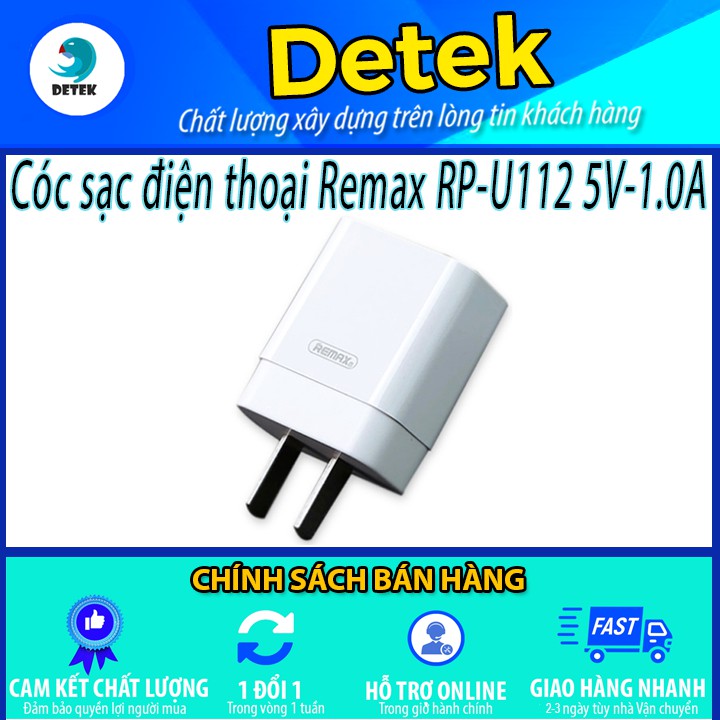 Cóc sạc điện thoại Remax RP-U112 5V-1.0A (Trắng)