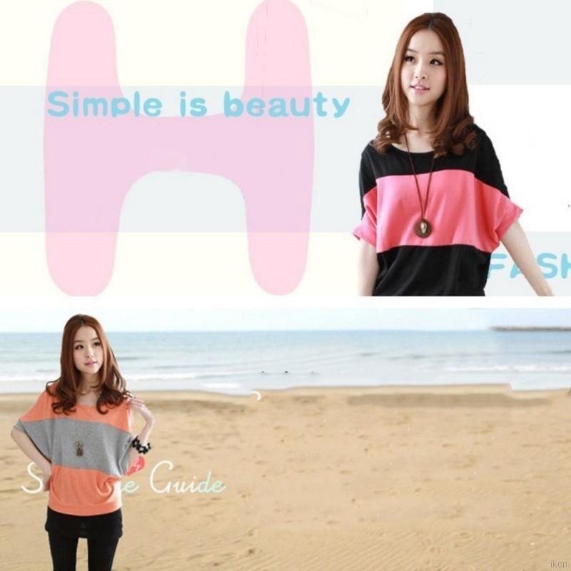 FREESHIP ĐƠN 99K_ Áo kiểu cánh dơi cổ tròn phối màu cho nữ