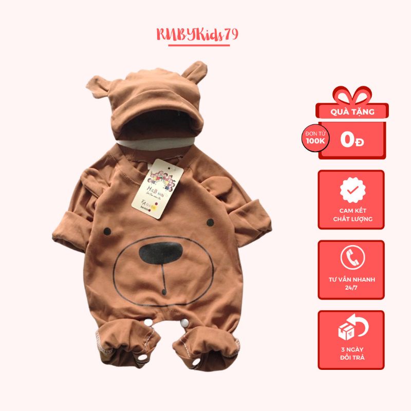 Đồ bộ liền thân và mũ cho bé trai - bé gái RUBYKids79