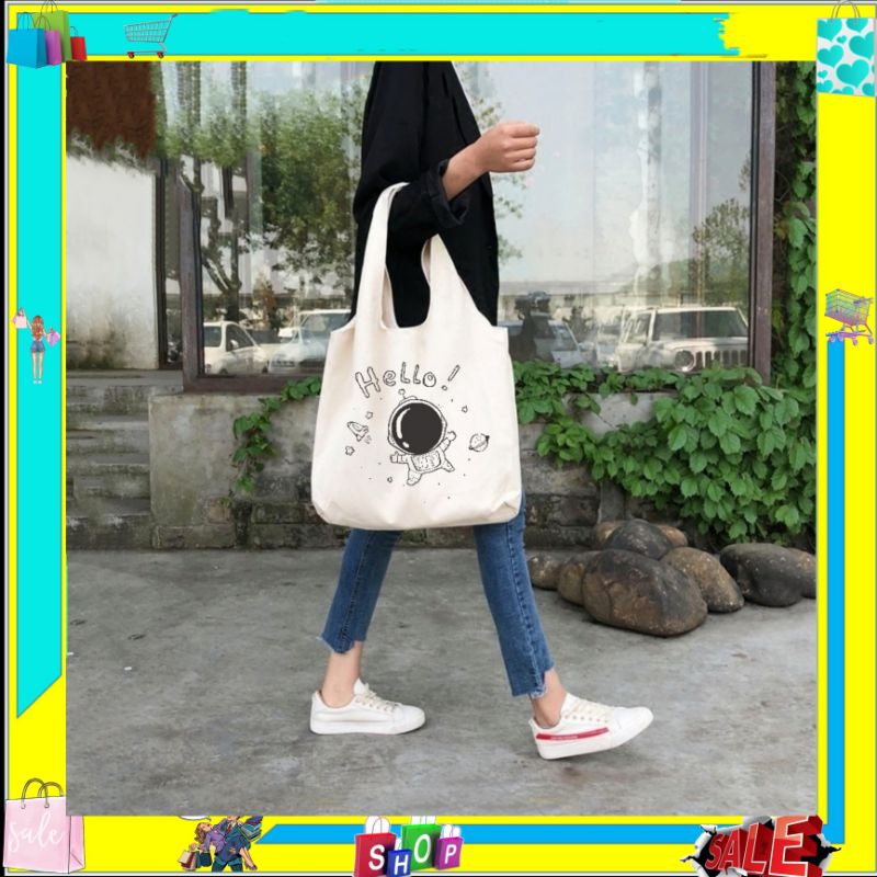 Túi tote túi vải canvas phong cách Hàn quốc, có khóa miệng ngăn phụ bên trong tiện dụng-SHOP TN79