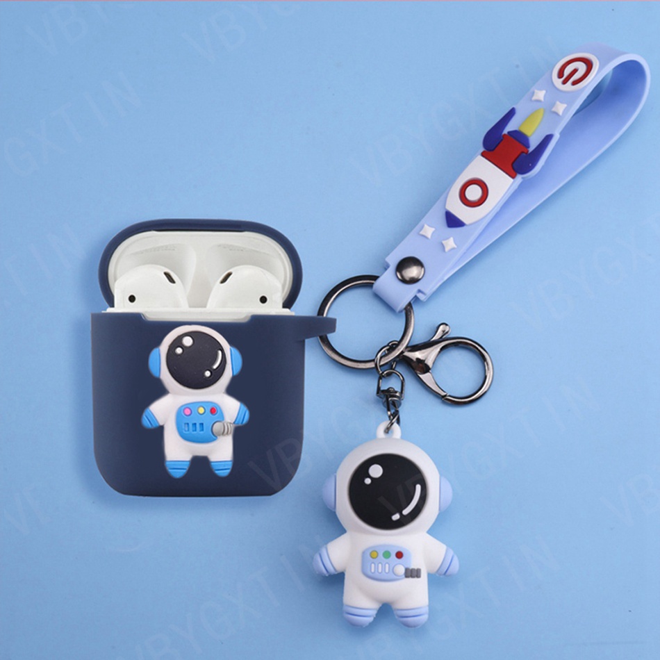 Vỏ Bảo Vệ Hộp Sạc Tai Nghe Redmi Buds 3 Bằng Silicon Hình Phi Hành Gia/Mèo/Cún/Gấu Trúc Có Móc Khóa