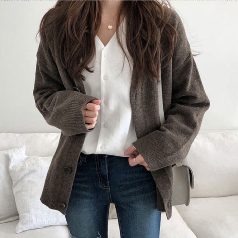 Áo len cadigan basic Saniee trẻ trung dễ mix style hàn quốc