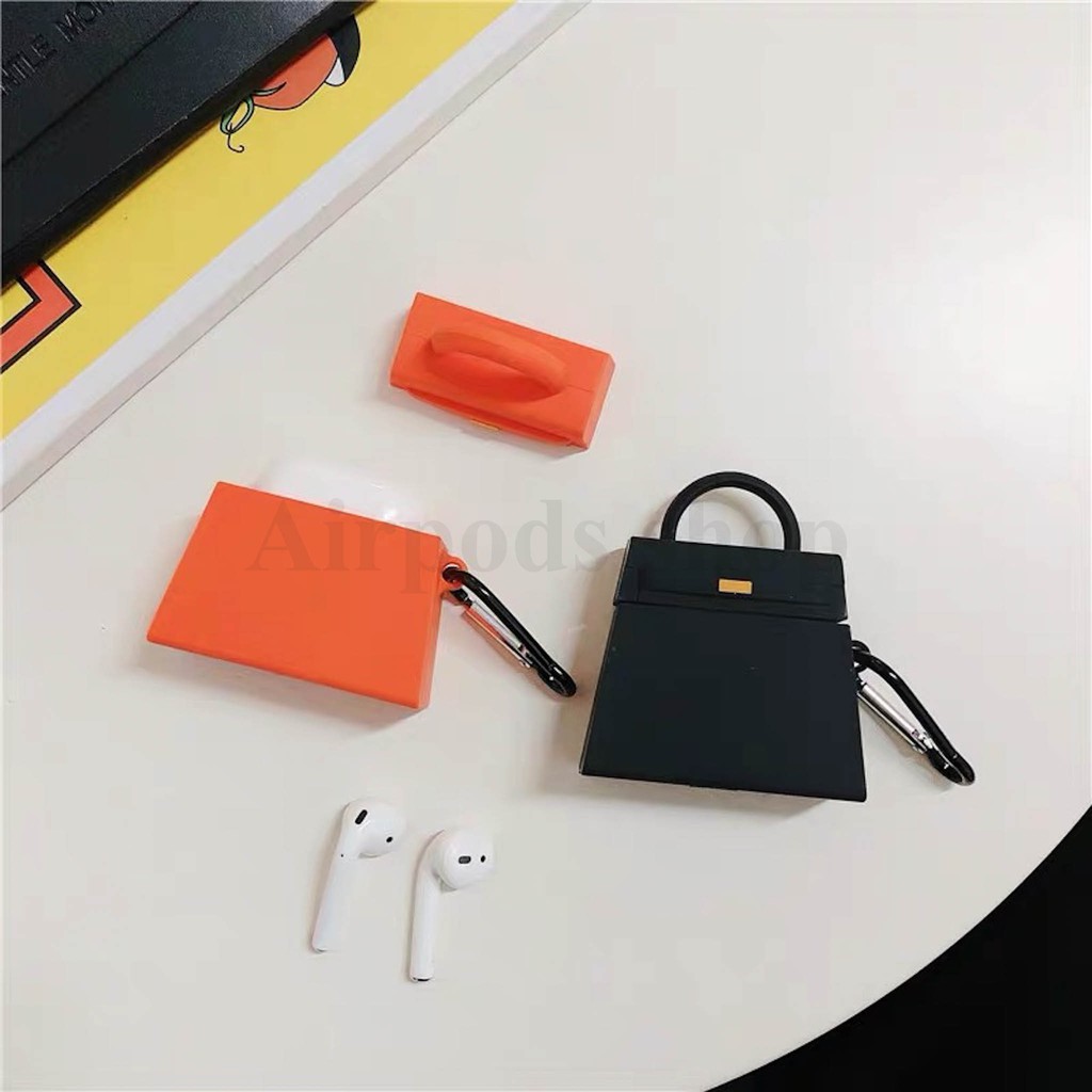 (Hàng loại 1) Ốp Airpods 1/2, i11, i12....túi xách cam, đen thời trang silicon 3d cao cấp