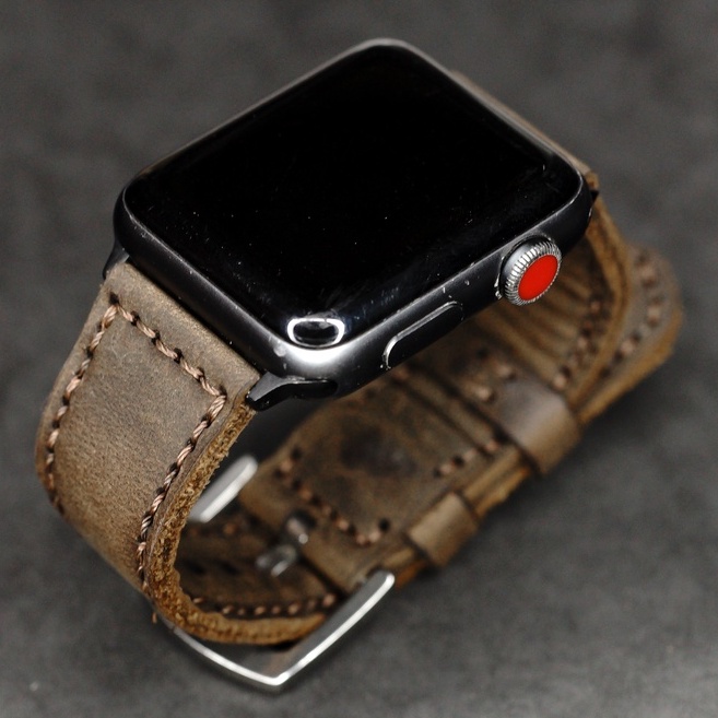 Dây đồng hồ Apple Watch , Iwatch , Iphone Watch Da Bò Thật Nâu Đất RAM Leather Bauhaus 1950  Bền Đẹp