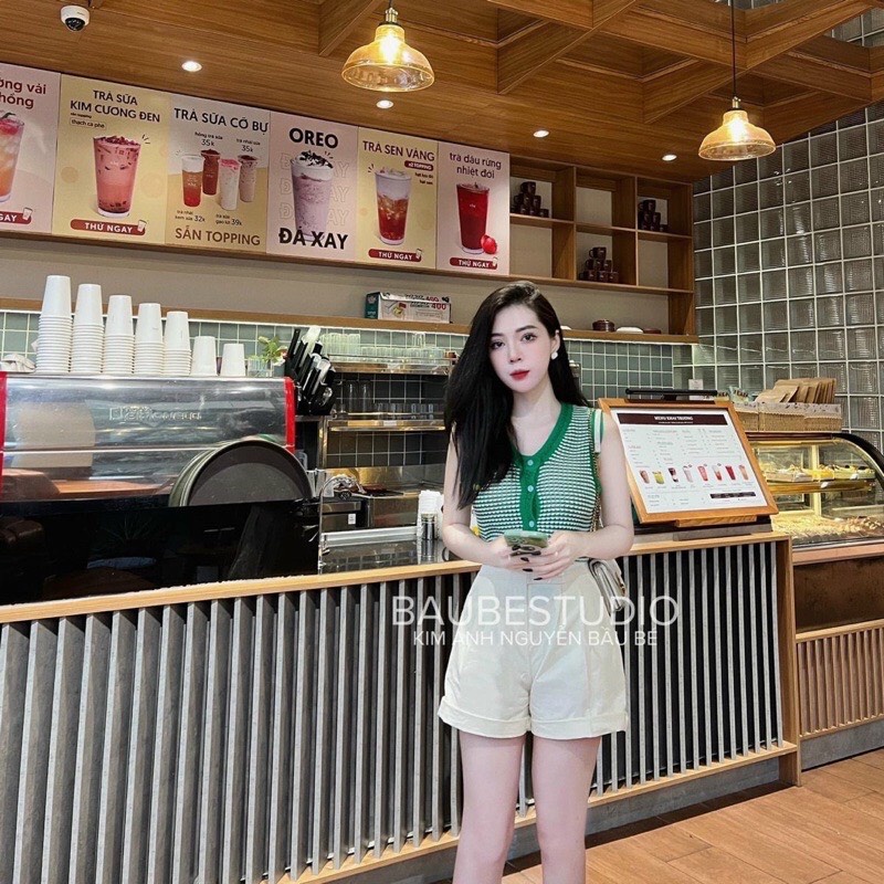 208. ÁO LEN KẺ SÁT NÁCH CÀI KHUY