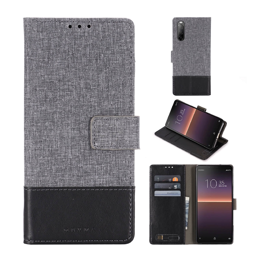 Men Canvas Flip Case For Sony Xperia 10 1 5 L4 L3 L1 XZ3 XZ2 Ii Plus Compact Premium Fabric Vintage Bag Cover