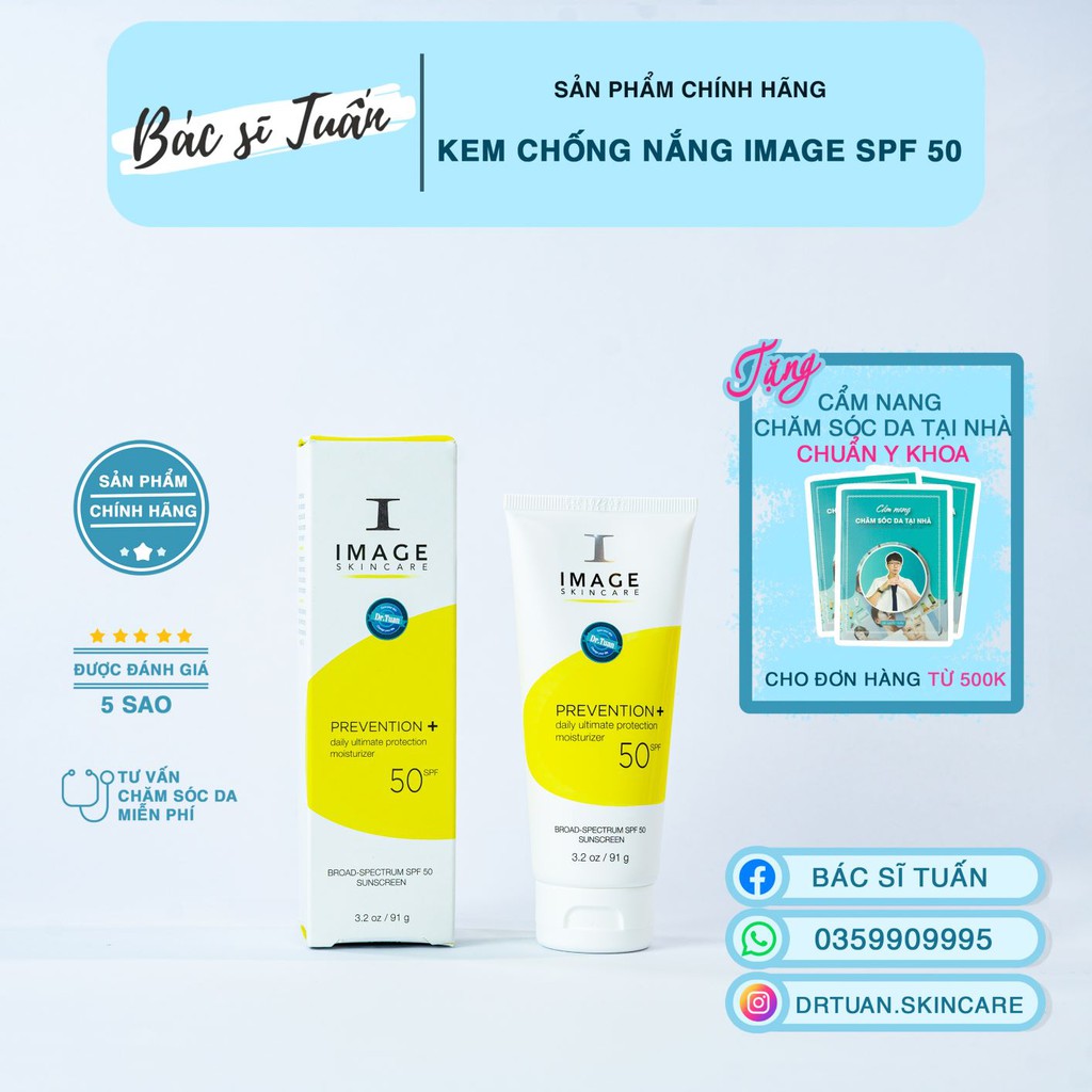 Kem Chống Nắng - IMAGE Skincare Prevention+ Daily Ultimate Protection Moisturizer 50 SPF chai 91g [CHÍNH HÃNG]