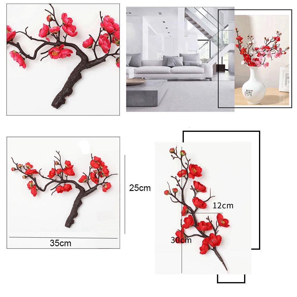 Cành Hoa Mận Giả Bằng Vải Lụa 2 Kiểu Tùy Chọn Dùng Trang Trí Nhà Cửa / Tiệc Tùng Mùa Đông