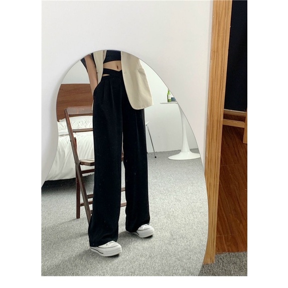 Quần Ống Rộng Culottes Cạp Chéo Siêu Tôn Dáng Kiểu Dáng Hàn Quốc Chất Tuyết Mưa Form Dài Rộng Đẹp Size M L HOT