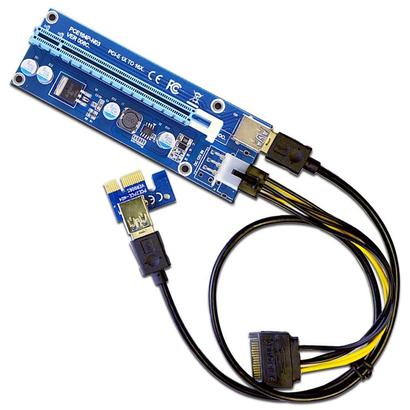 Set 4 Card Chuyển Đổi Pci-E 6-pin 16x Sang 1x 60cm Usb 3.0 & 6-pin Pci-E Sang Sata | BigBuy360 - bigbuy360.vn
