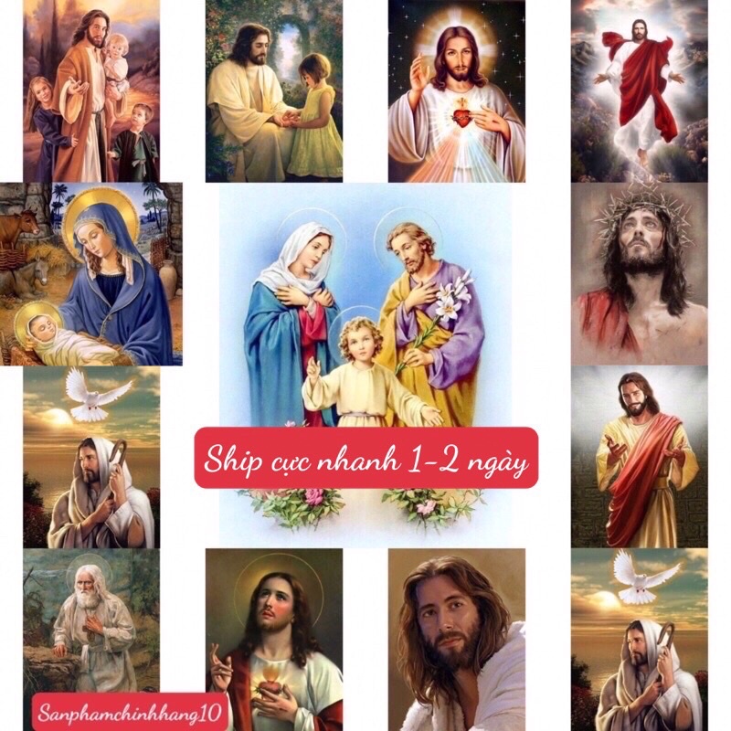 Tranh đính đá tự làm hoạ tiết chúa Jesu size 30*40cm