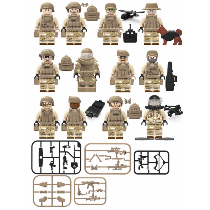 Bộ 12 Mô Hình Lego Phong Cách Quân Đội