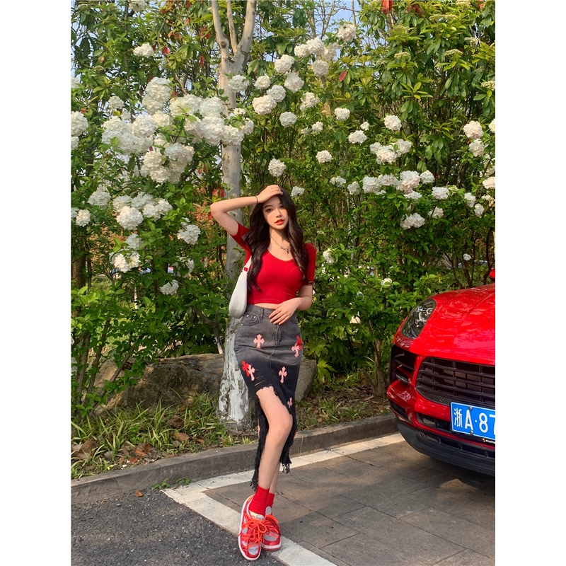 Áo Thun Tay Ngắn Cổ Chữ V Thời Trang Hàn Quốc Sành Điệu Cho Nữ