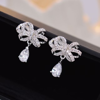 Bông tai nữ chùm nơ tiểu thư bạc 925 cao cấp