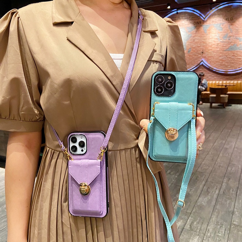 Ốp Điện Thoại Da Dạng Ví Có Dây Đeo Cho hộp bảo vệ có dây buộc Apple iPhone 13 Pro Max 12 pro max 11 pro max x xs xr xs max 7 plus 8 plus