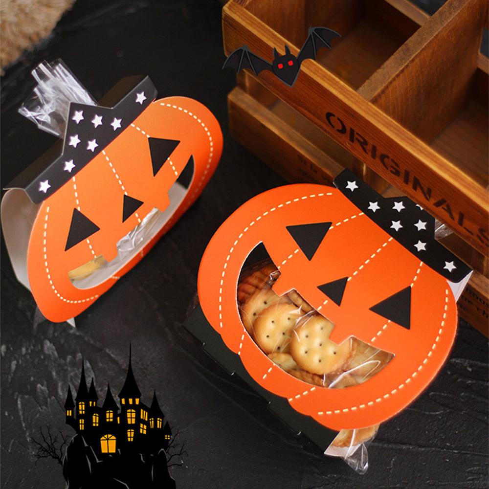 Set 24 Túi Giấy Đựng Kẹo Họa Tiết Bí Ngô Halloween Sáng Tạo