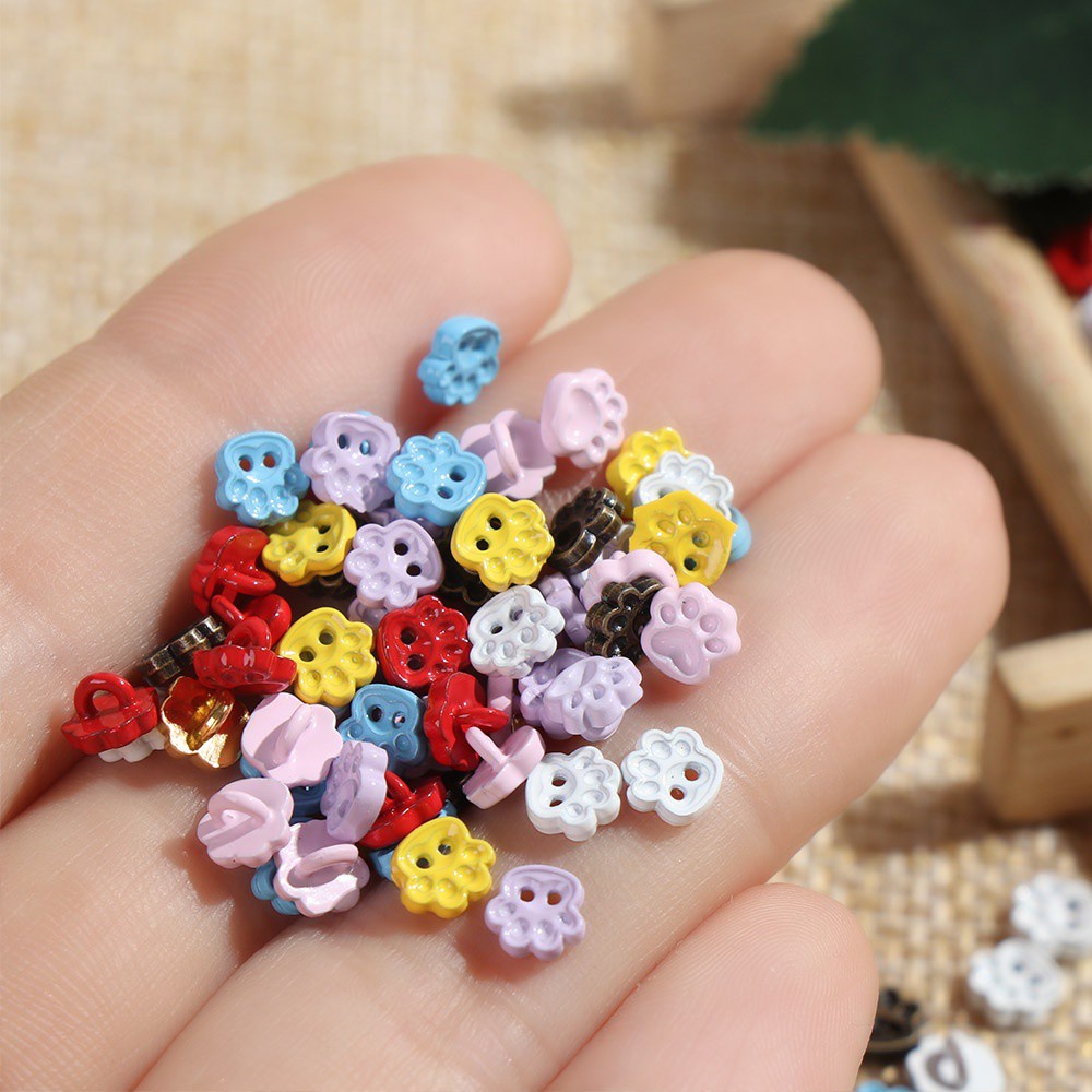 Bộ 20 Nút Kim Loại 5mm Mini 1/2 Lỗ 10 Màu Tự Khâu Quần Áo Búp Bê