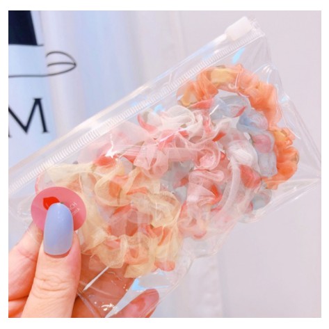 Túi 5 Chun buộc tóc nữ, Cột tóc nữ cực đẹp set 5 cái có kèm túi đựng