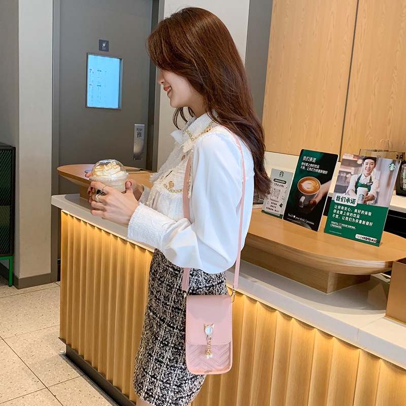 Túi Đeo Chéo Đựng Điện Thoại Đính Ngọc Trai Giả Thời Trang Mùa Hè 2022 Cho Nữ