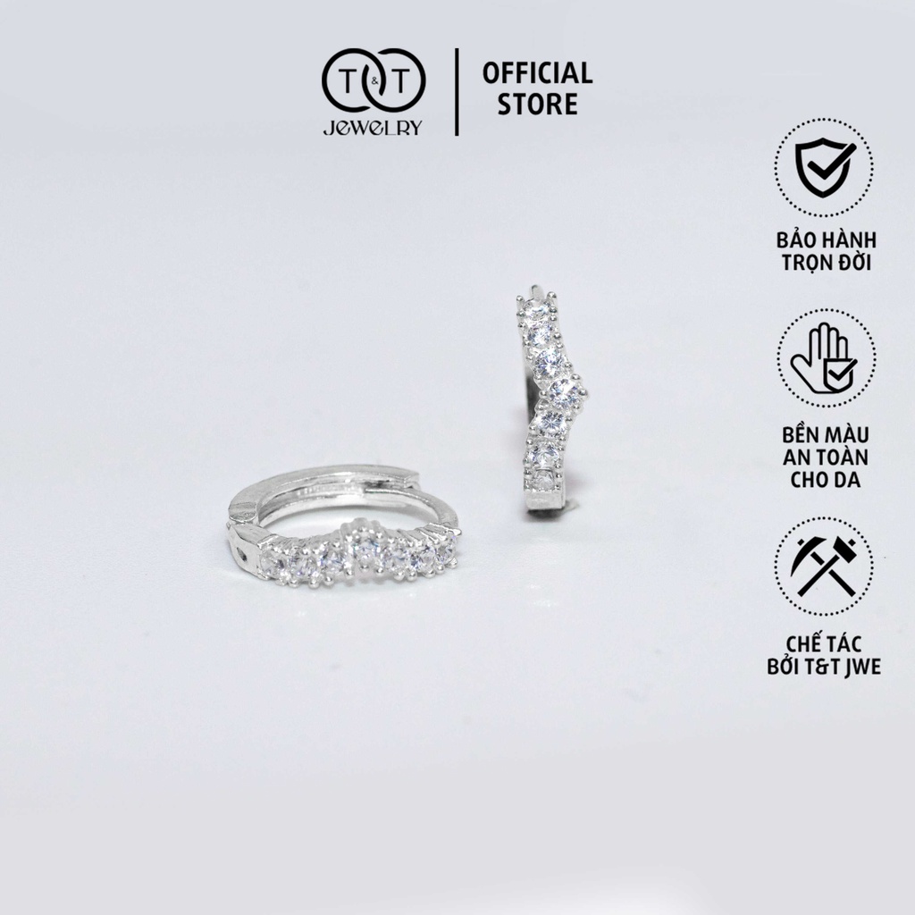 Bông Tai Bạc Ý s925 Đính Đá CZ sang trọng T&T Jewelry cao cấp cho nữ BT016