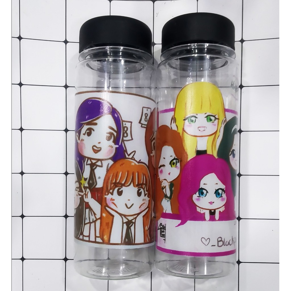 Bình nước Blackpink BNI13 hoạt hình nhựa in màu 500ml blink kpop thần tượng idol