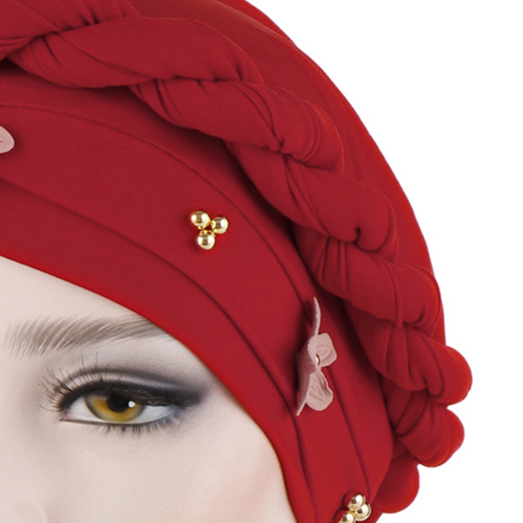Mũ Turban đính hoa ngọc trai giả đa năng trang trí tóc cho người lớn