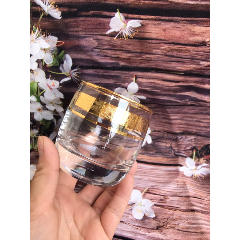 Bộ 6 ly thủy tinh khảm vàng cao cấp 200ml