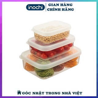 Bộ 3 Hộp Bảo Quản Thức Ăn CHỮ NHẬT, Đựng Thực Phẩm Trong Tủ Lạnh Nhựa INOCHI