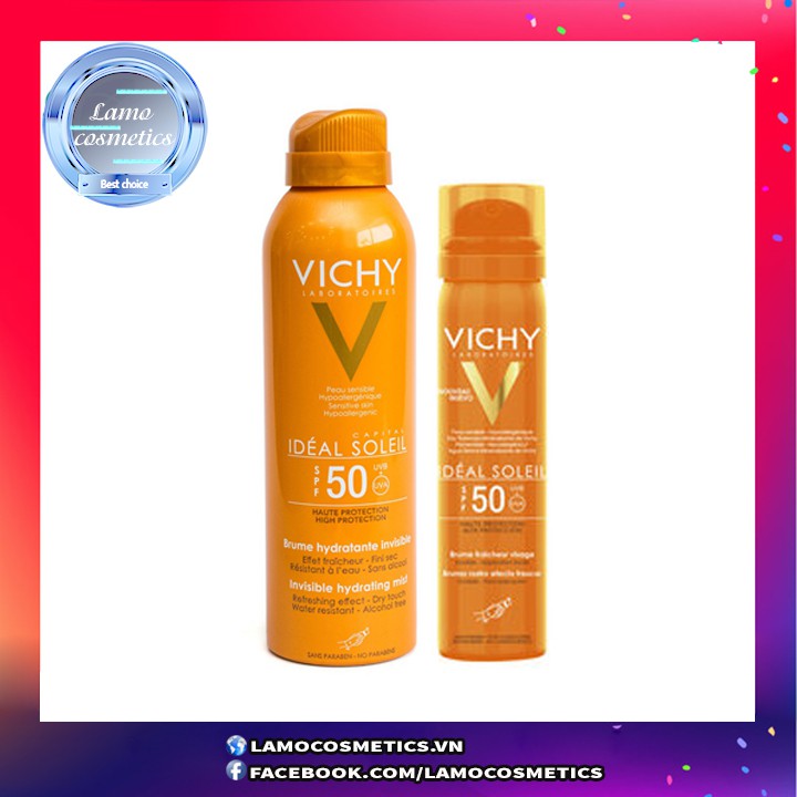 Xịt chống nắng Vichy 75ml và 200ml Dạng Phun Sương Chính Hãng 100%