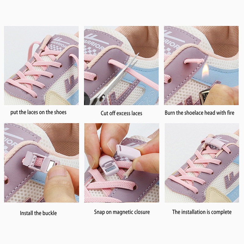 1 Cặp Dây Giày Nam Châm Co Dãn Màu Trắng / Đen Unisex