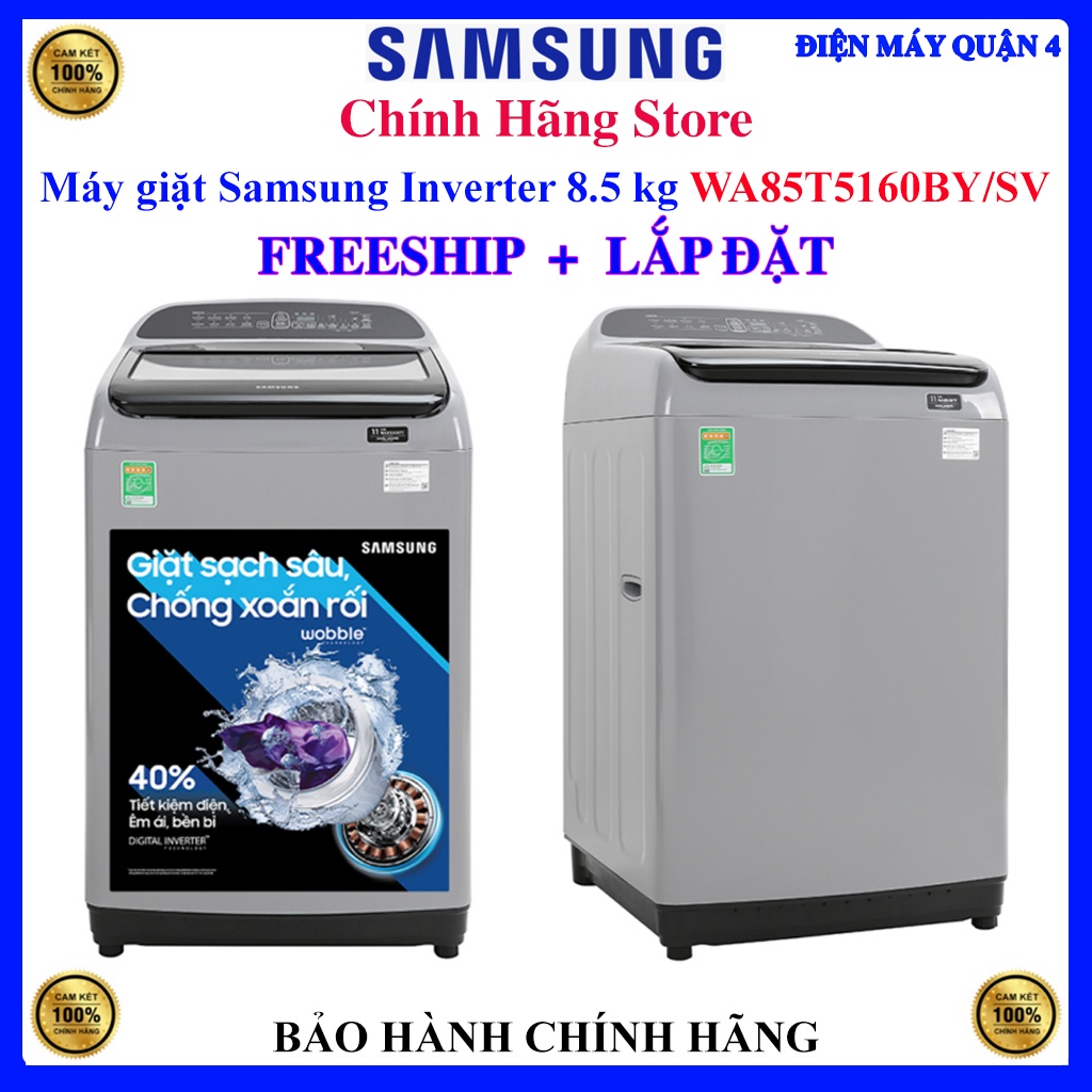 Máy giặt Samsung Inverter 8.5 kg WA85T5160BY/SV, Bảo hành chính hãng 24 tháng