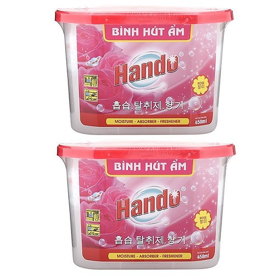 Combo 4 Hộp hút ẩm khử mùi hương hoa hồng Hando 450ml