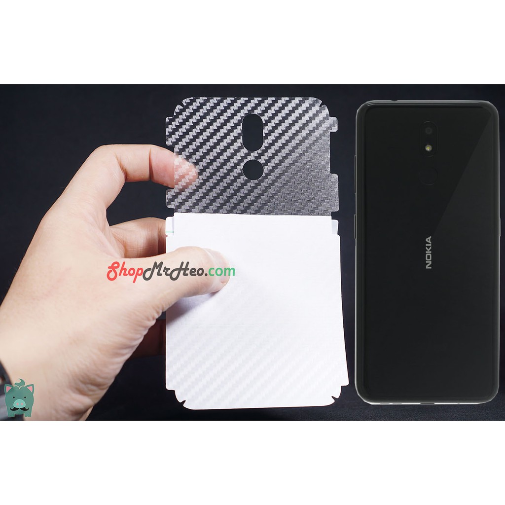 Bộ 3 Skin Dán Mặt Sau Lưng Vân 3D Carbon Nokia 3.2