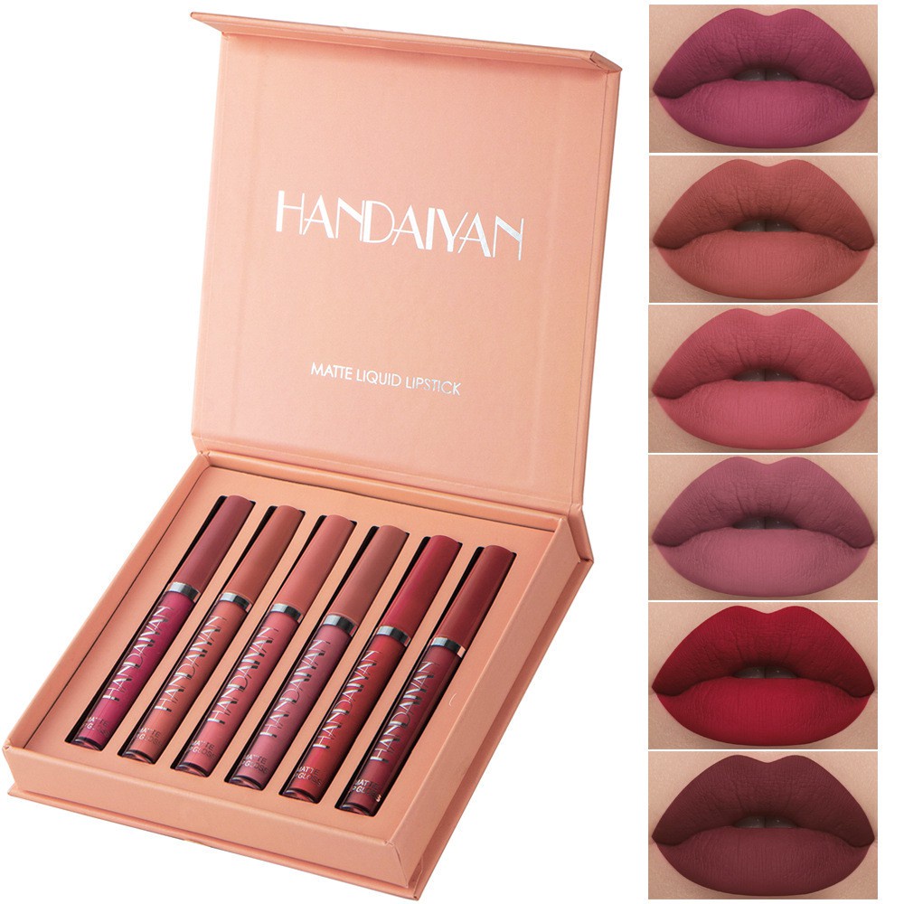 Set 6 Son Kem Lì Kháng Nước Và Lâu Trôi Handaiyan Kèm Hộp Đựng