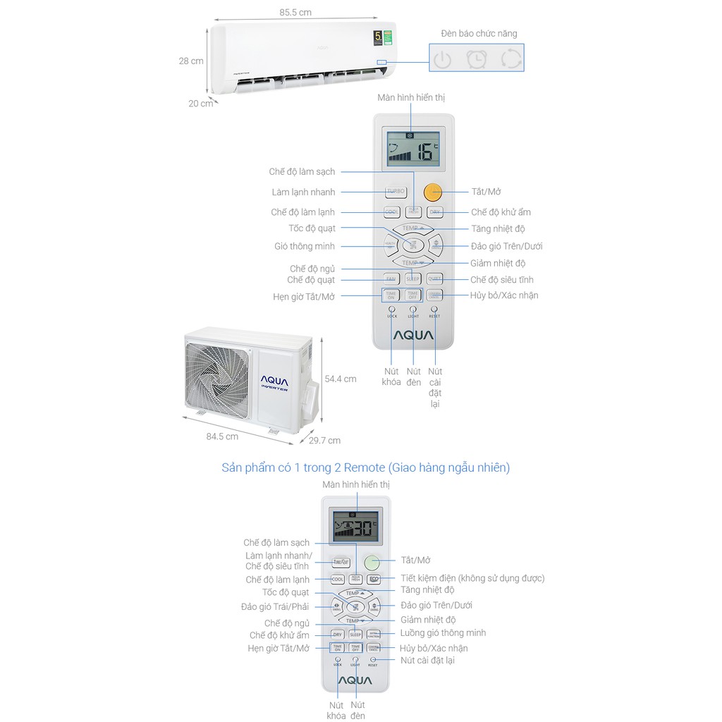 Máy lạnh Aqua Inverter 1.5 HP AQA-KCRV13WNZA