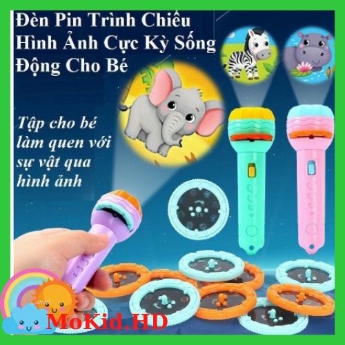 Bộ đèn pin chiếu 80 hình ngộ nghĩnh cho bé học hỏi khám phá