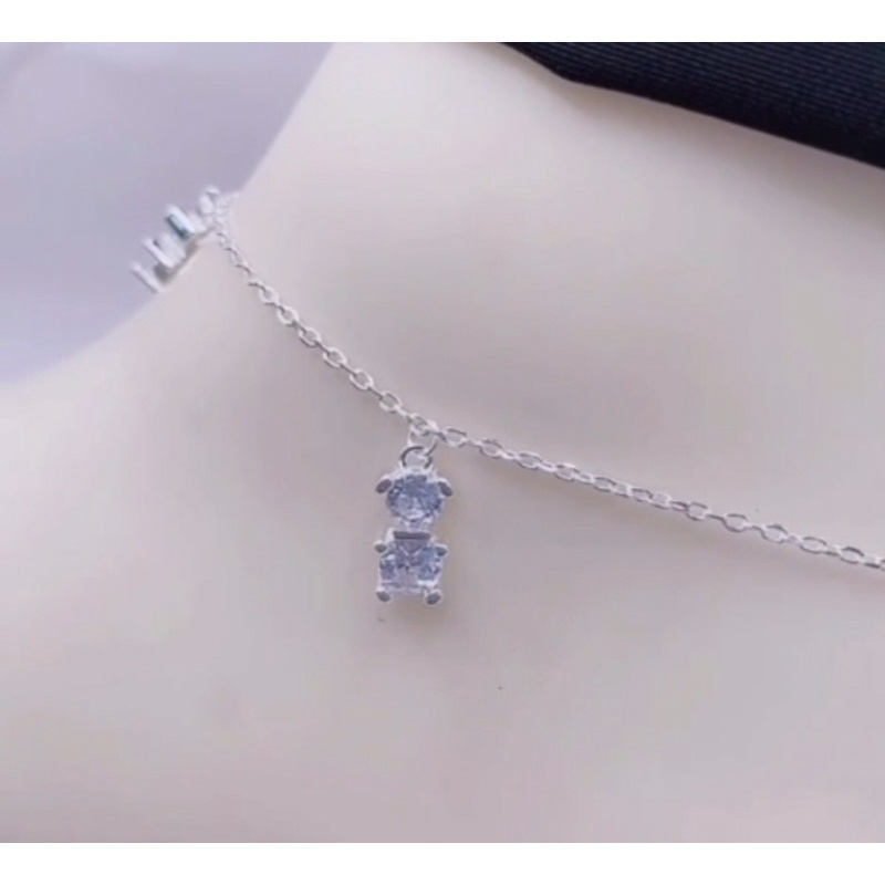 Lắc chân liền gấu đá cz 5 bướm tim bạc ta NGỌC MẬU