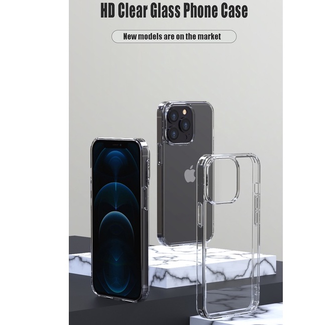 Ốp điện thoại kính cường lực cứng màu trong suốt cho IPHONE 13 12 MINI 11 PRO MAX X XS MAX 7 8 PLUS SE20 | BigBuy360 - bigbuy360.vn