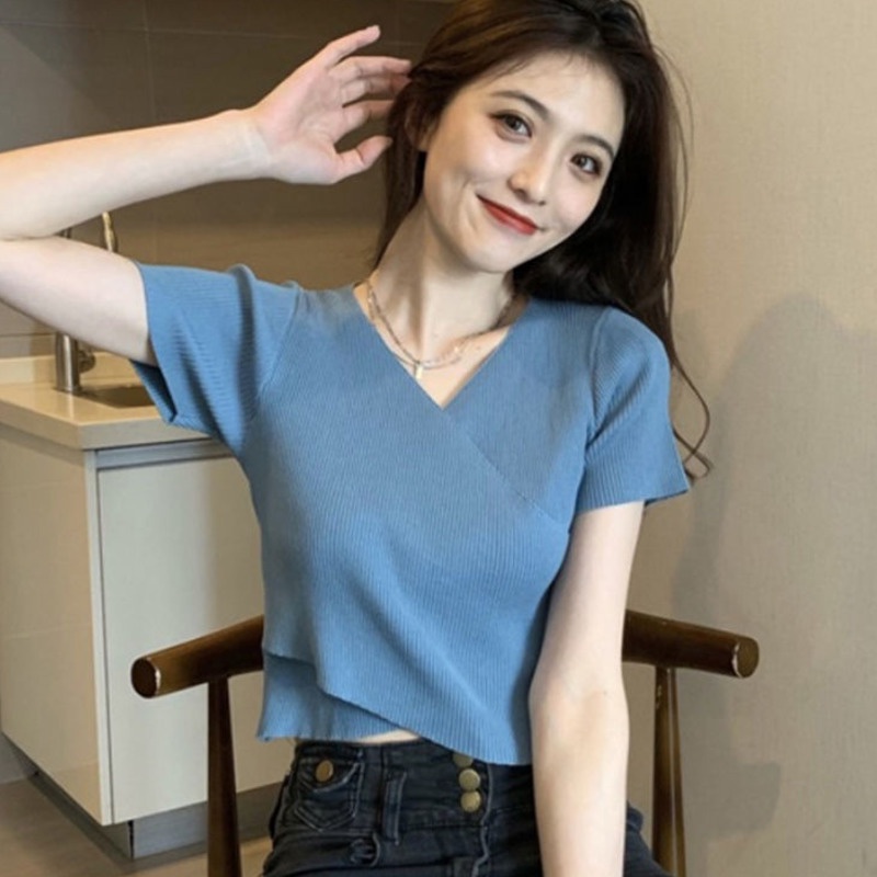 Áo Croptop Tay Ngắn Phong Cách Hàn Quốc Thời Trang Cá Tính