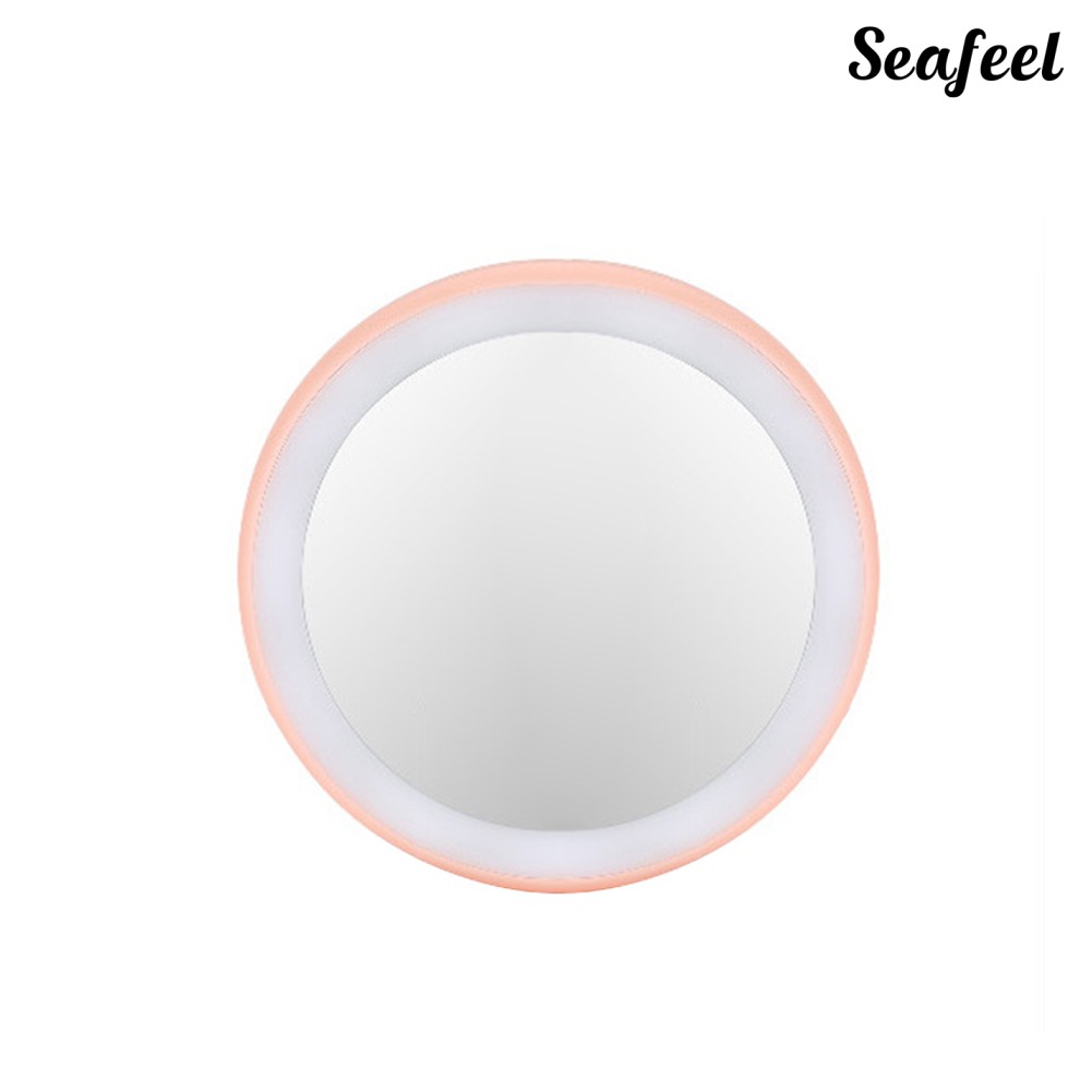 (Hàng Mới Về) Gương Trang Điểm Mini Hình Tròn Hd Có 12 Đèn Led Sạc Được Tiện Dụng