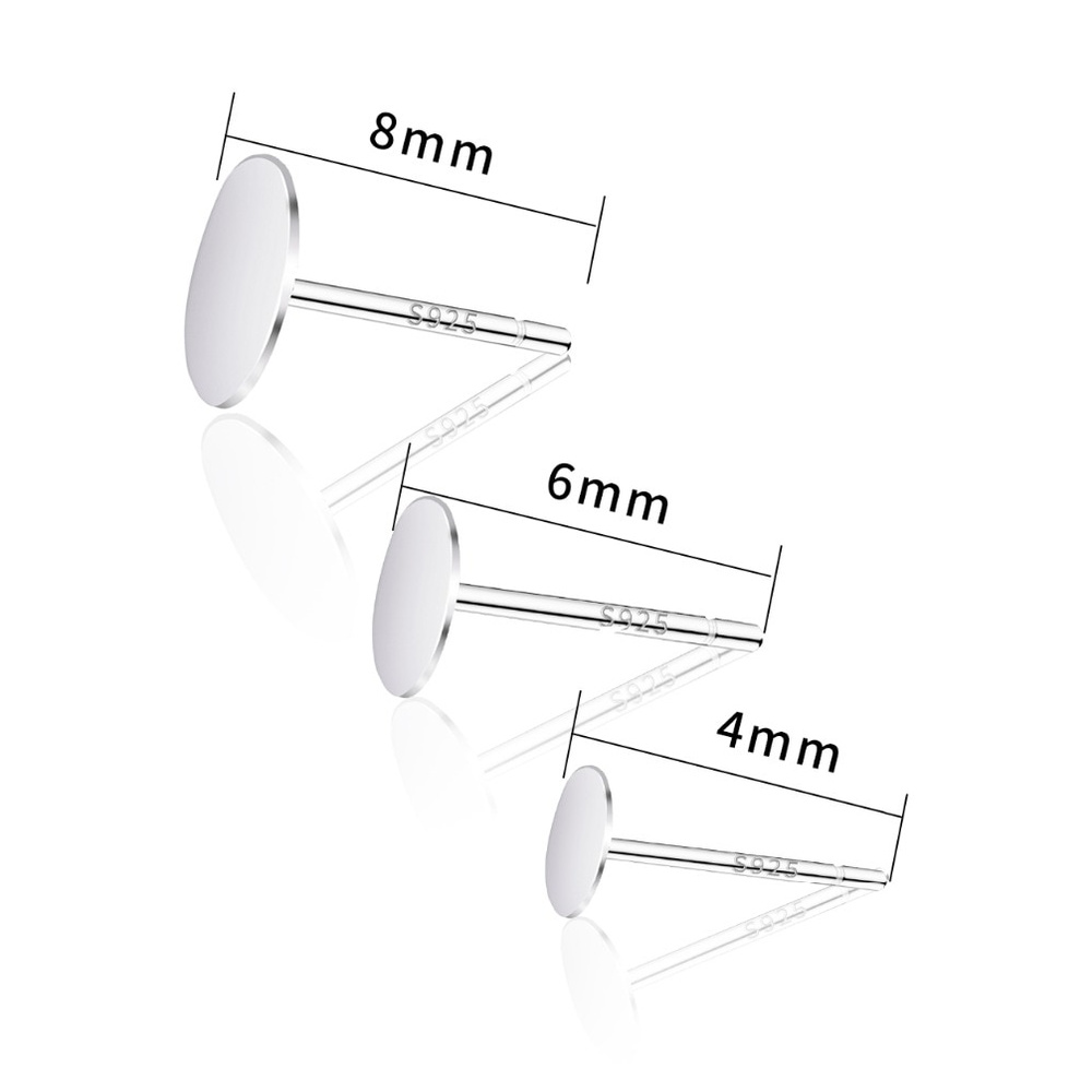 Kim bạc bông tai Beadia mặt phẳng mạ bạc 925 dành cho làm đồ trang sức DIY
