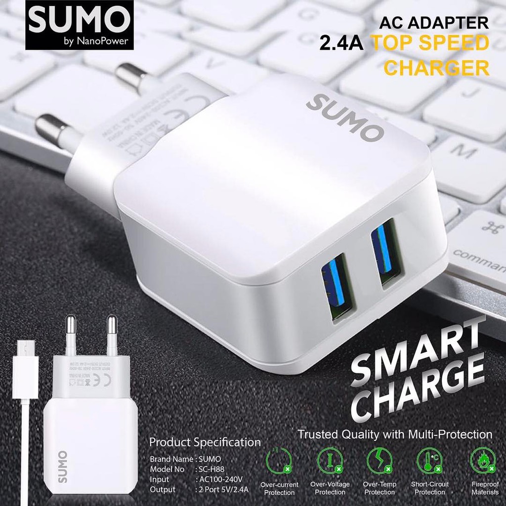 Cốc Sạc Nhanh Sumo H88 2 Trong 1 Cổng Usb 2.1a