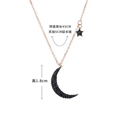 Dây Chuyền Trăng Sao Titan Ko Đen TT 3755