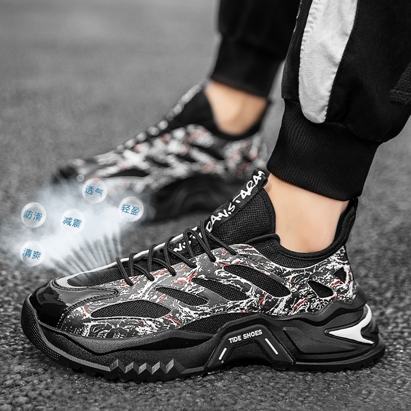 Giày Sneaker Nam Mùa Hè 2022 Mới Đế Dày Hấp Thụ Sốc Có Lưới