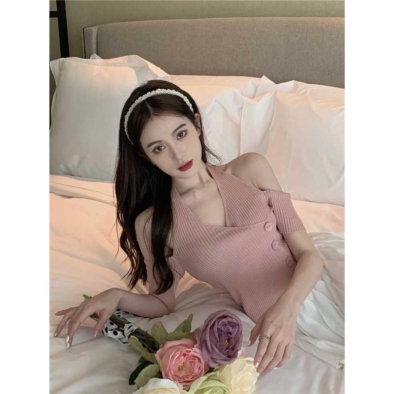 Porozi  Áo dệt kim trễ vai phong cách thời trang Hàn Quốc dành cho nữ